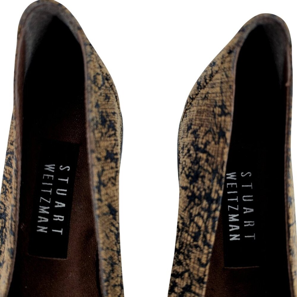 Stuart Weitzman Women's size 6.5AA Brown Black Tweed Dress Shoes Tassel Loafers - Picture 6 of 10
